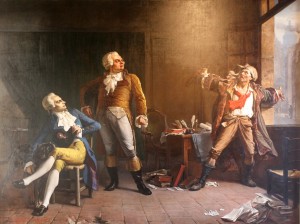 Discussione fra Marat, Danton e Robespierre