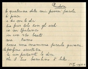 Il manoscritto di una poesia di Antonia Pozzi.