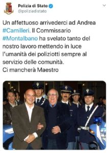 Tweet Polizia di Stato Camilleri