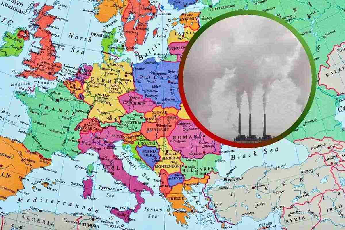 Cartina Europa e inquinamento