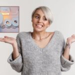 donna con espressione perplessa e nel riquadro dei rotoli di carta igienica dentro al frigo