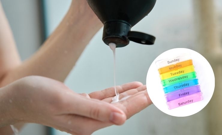 una persona che utilizza gli shampoo e i giorni della settimana