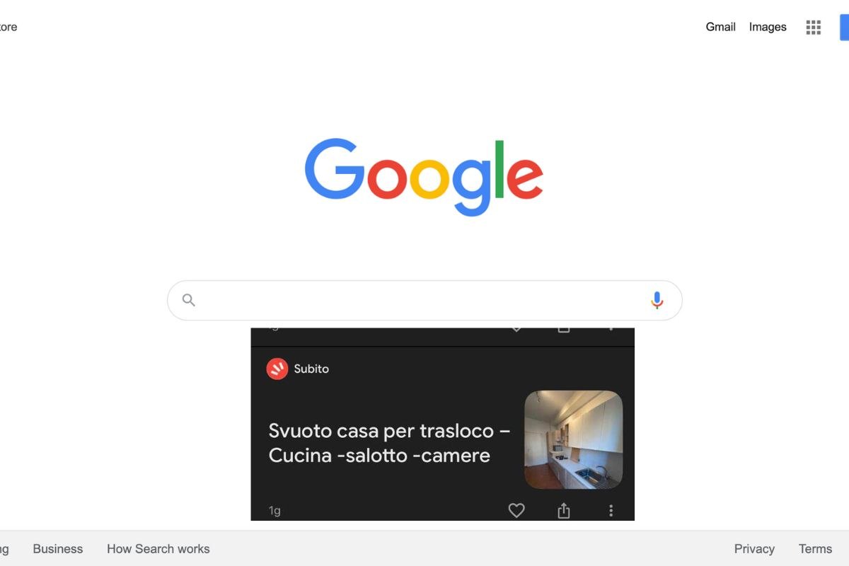 pagina google con annuncio subito.it