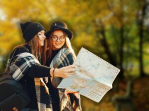 panorama autunnale e amiche in gita