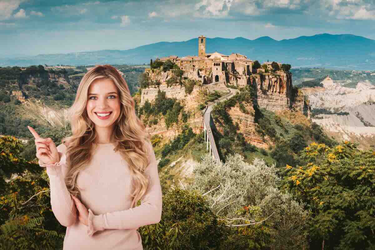 civita di Bagnoregio e donna felice