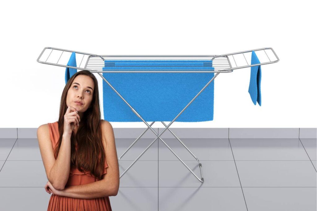 uno stendino ed una ragazza dubbiosa