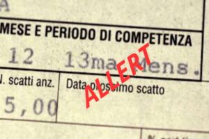 cedolino tredicesima e scritta allert