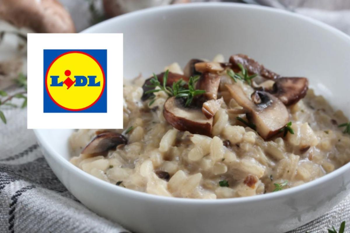 risotto ai funghi e logo lidl