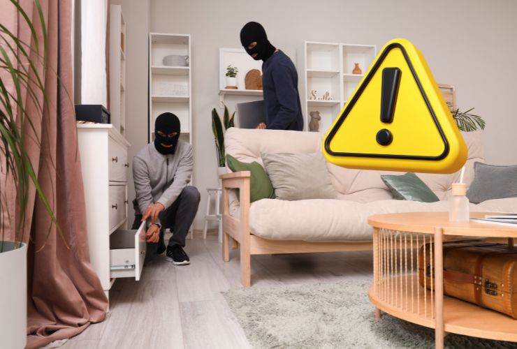 ladri in casa e il simbolo di attenzione