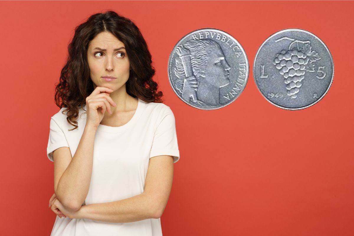 una persona dubbiosa e 5 lire grappolo d'uva
