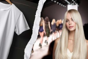 capelli luminosi trucco t-shirt