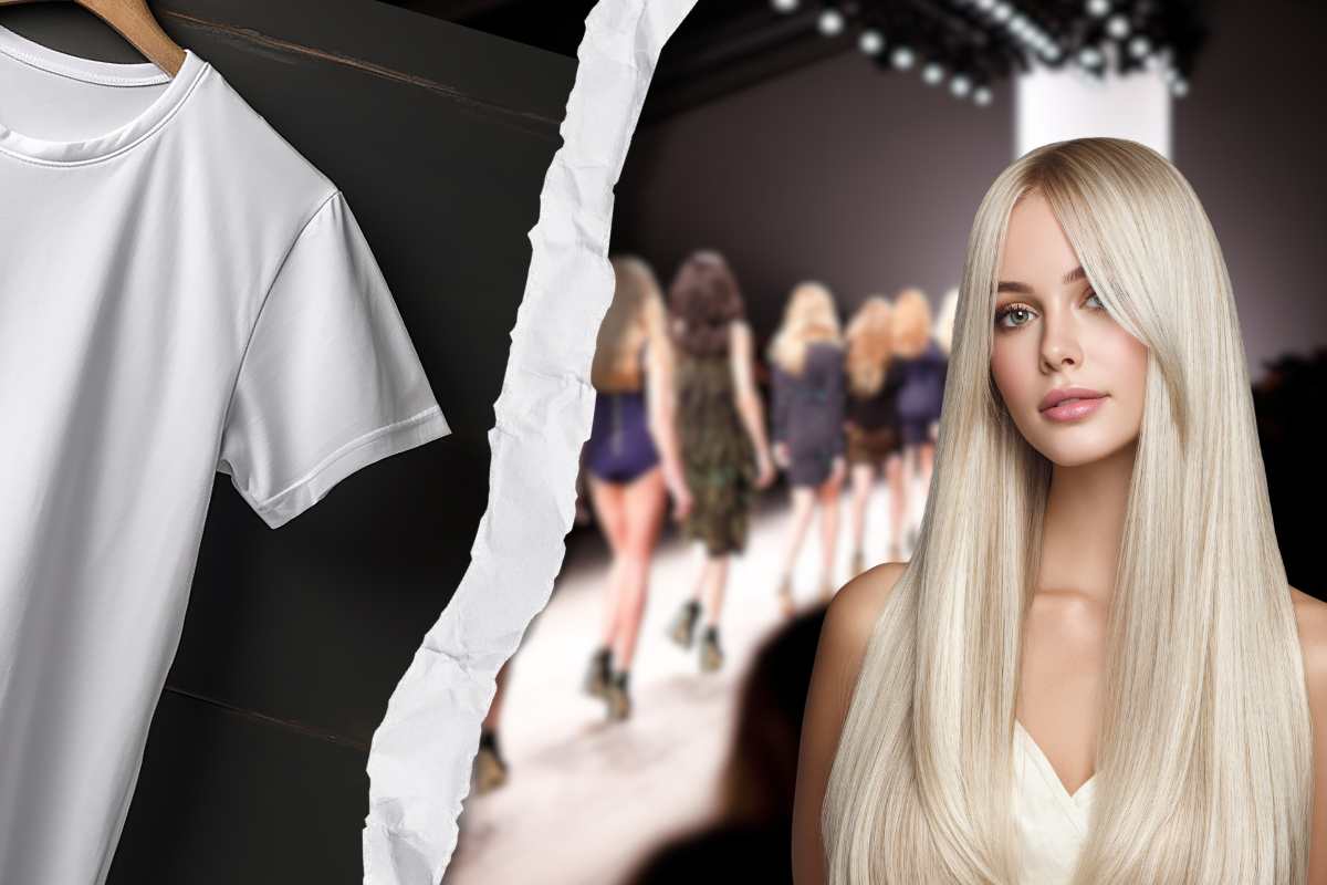 capelli luminosi trucco t-shirt