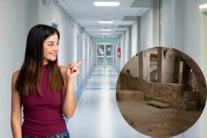 Corridoio ospedale, ragazza indica resti città antica