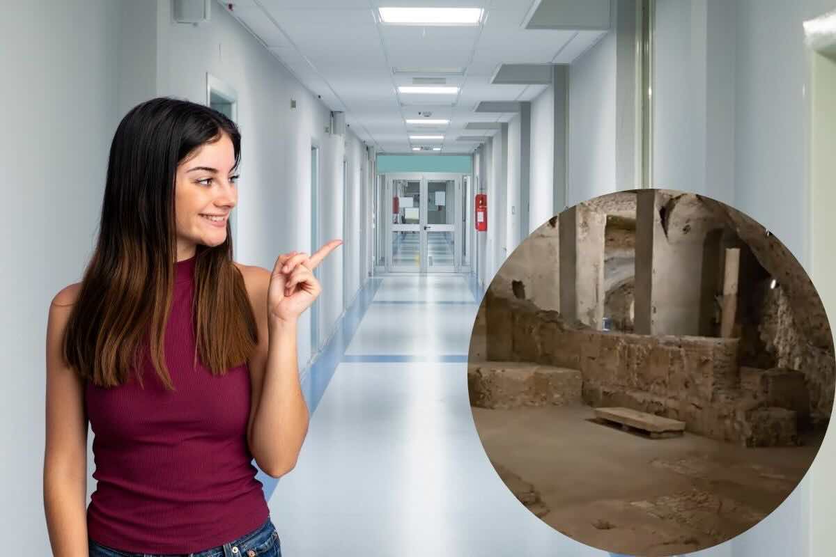 Corridoio ospedale, ragazza indica resti città antica