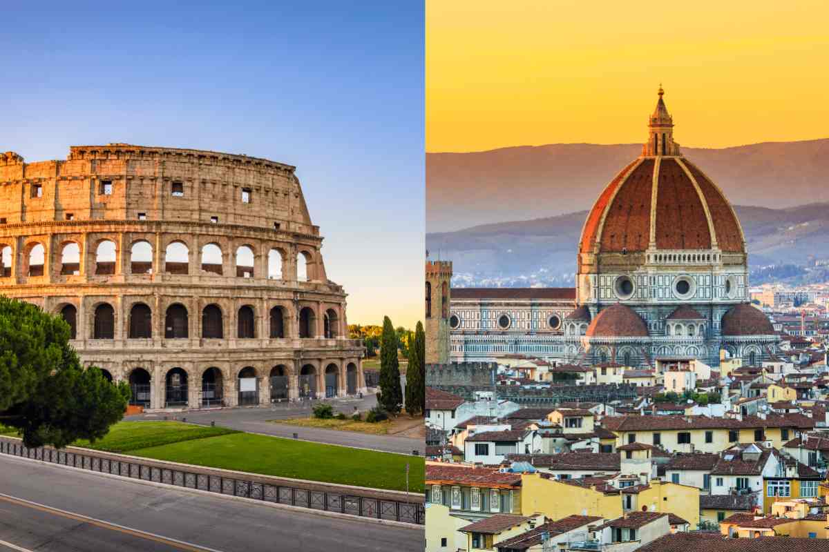 collage colosseo e duomo di firenze