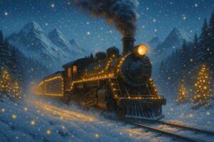 Un treno che percorre la magia di Natale