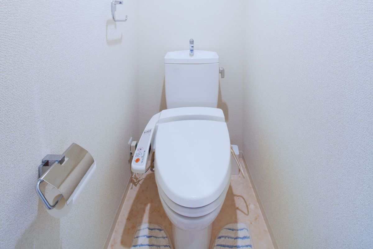 Bagno stretto in cui si trova solo un WC dotato di un sistema di pulizia delle parti intime