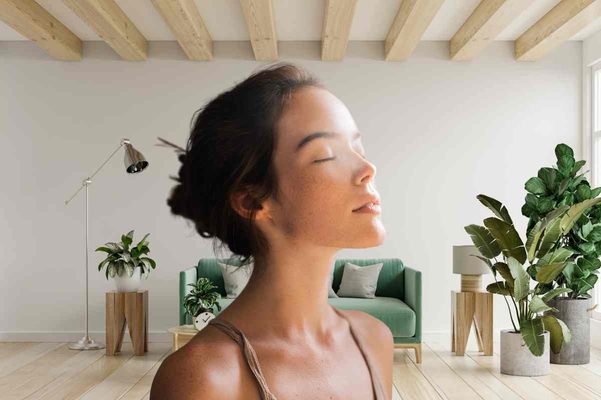 Piante e donna che respira