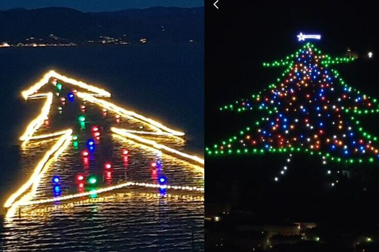 Albero di Natale nell'acqua tutto colorato 