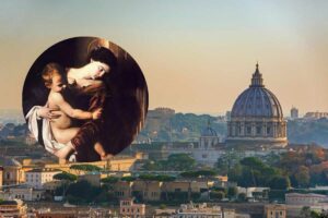 vista roma e dipinto caravaggio