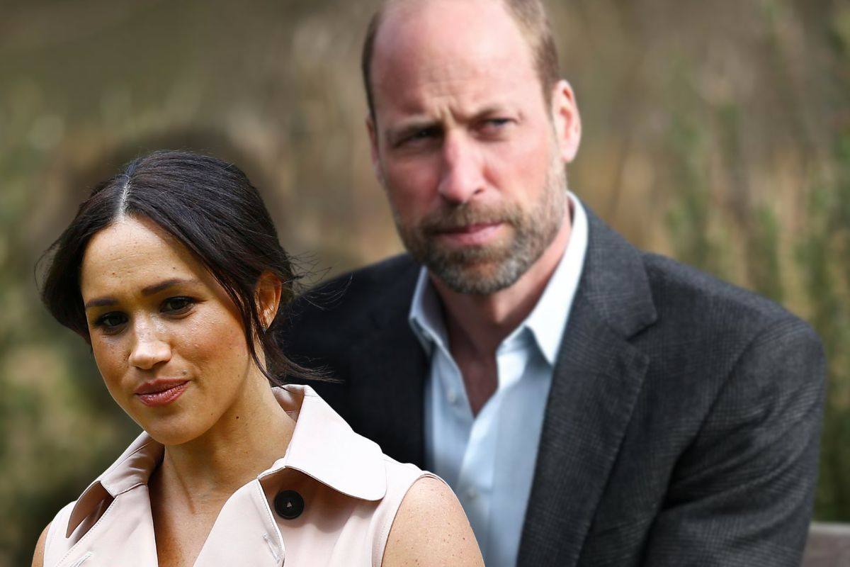 william sullo sfondo e meghan in primo piano