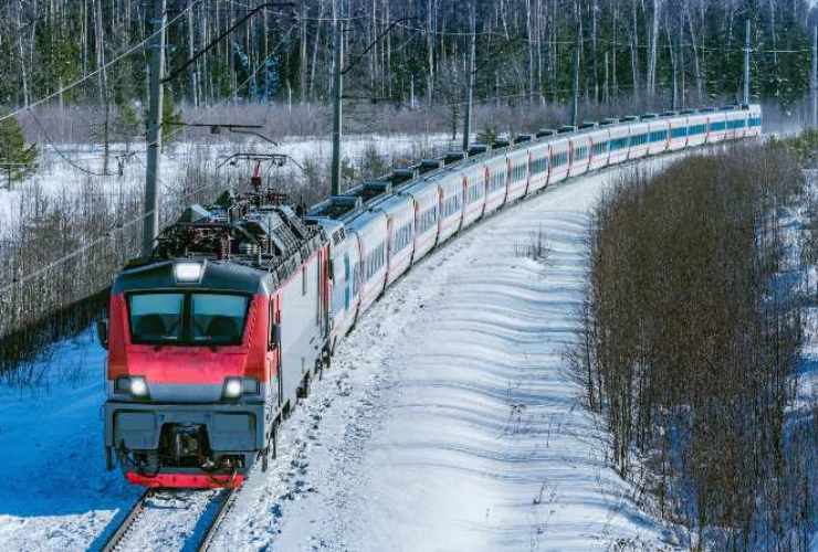 treno nel paesaggio innevato