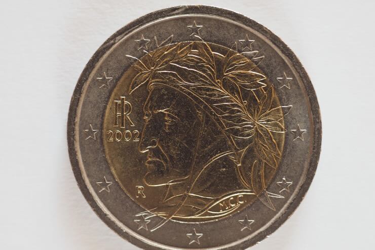 moneta da 2 euro dante Alighieri