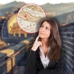 muraglia cinese, cartina italia in icona e donna che pensa