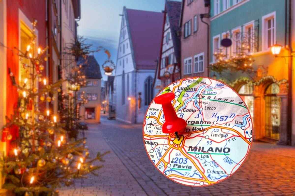 villaggio natalizio e cartina di milano
